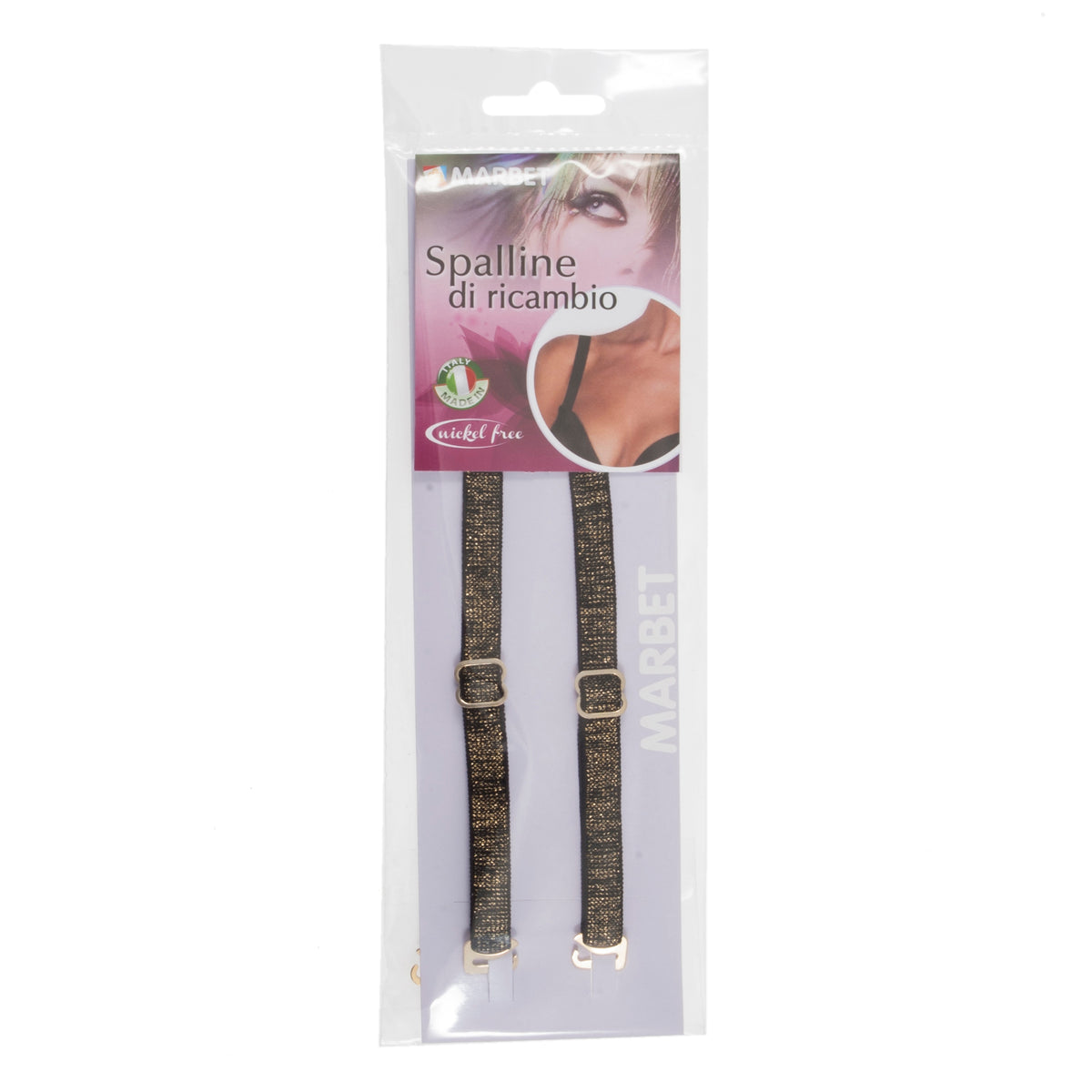 Pair of black lurex removable bra straps