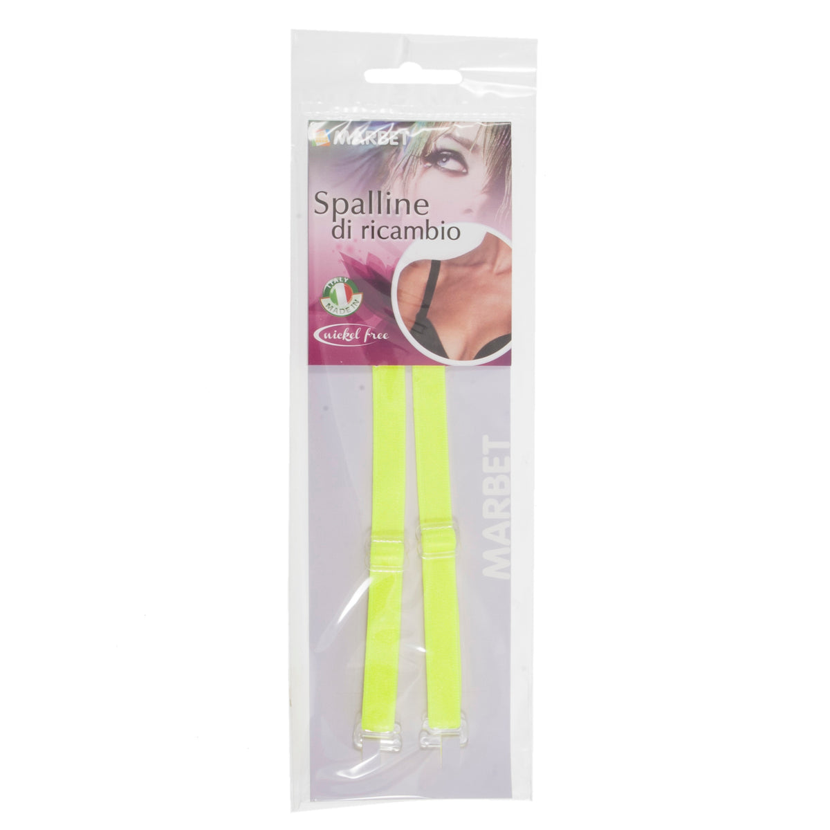 Pair of neon yellow removable bra straps
