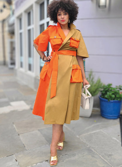 McCall's ME2020 sewing pattern envelope showing the wrap dress with belt designs