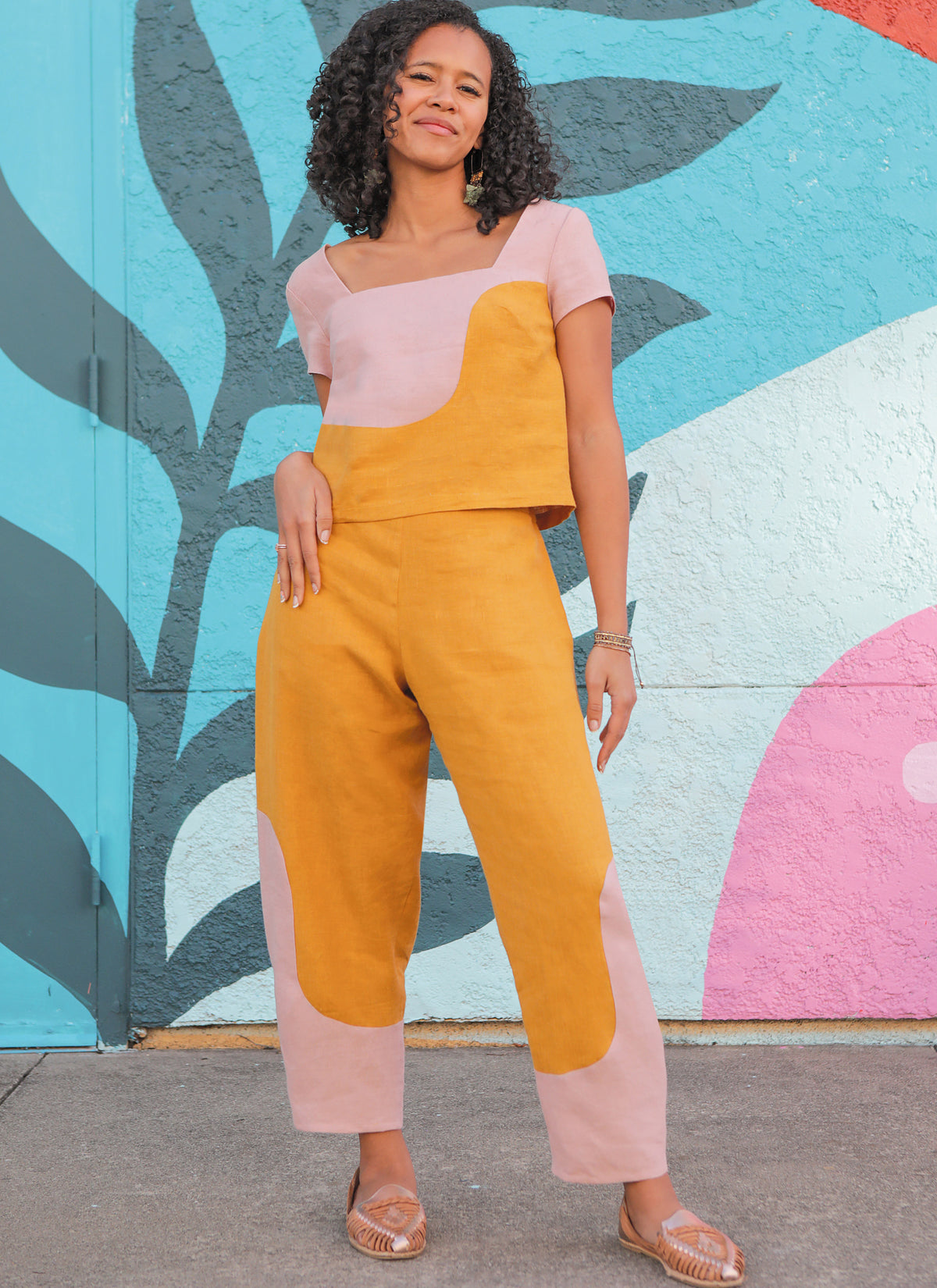 McCall's ME2033 sewing pattern envelope showing the crop top and barrel leg trousers designs