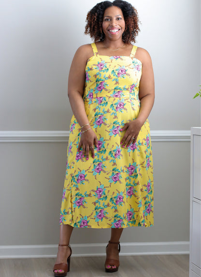 McCall's ME2040 sewing pattern envelope showing the strappy high back dress designs