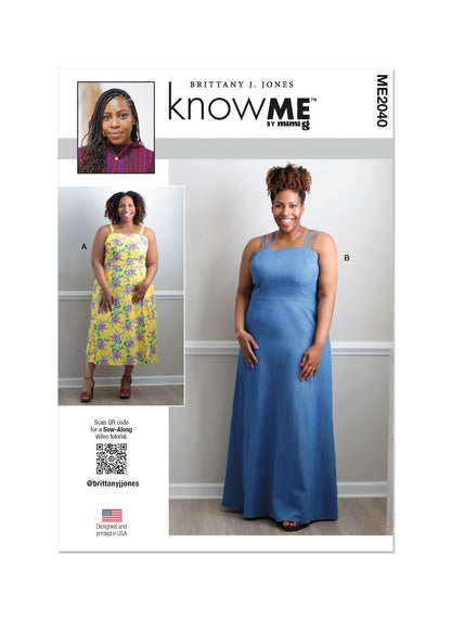 McCall's ME2040 sewing pattern envelope showing the strappy high back dress designs