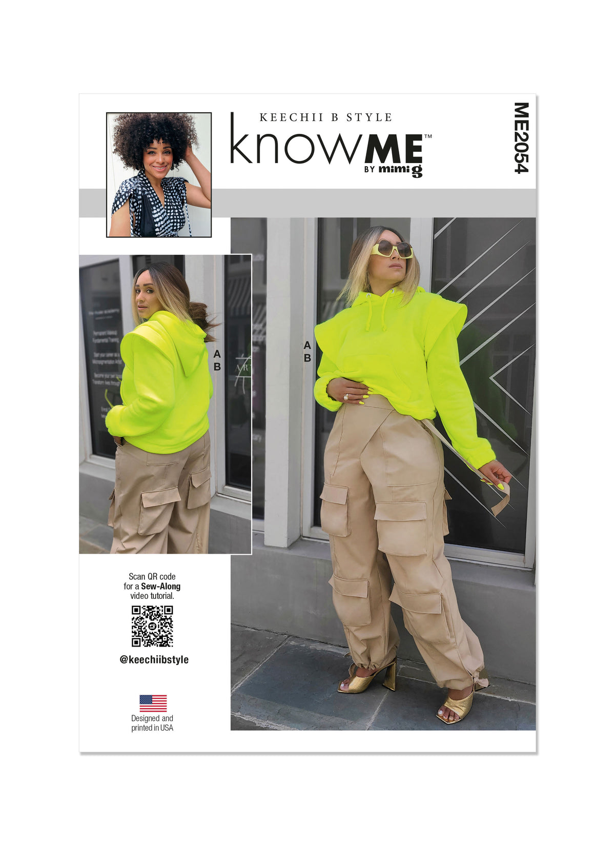 McCall's ME2054 sewing pattern envelope showing the winged shoulder pullover hoodie designs
