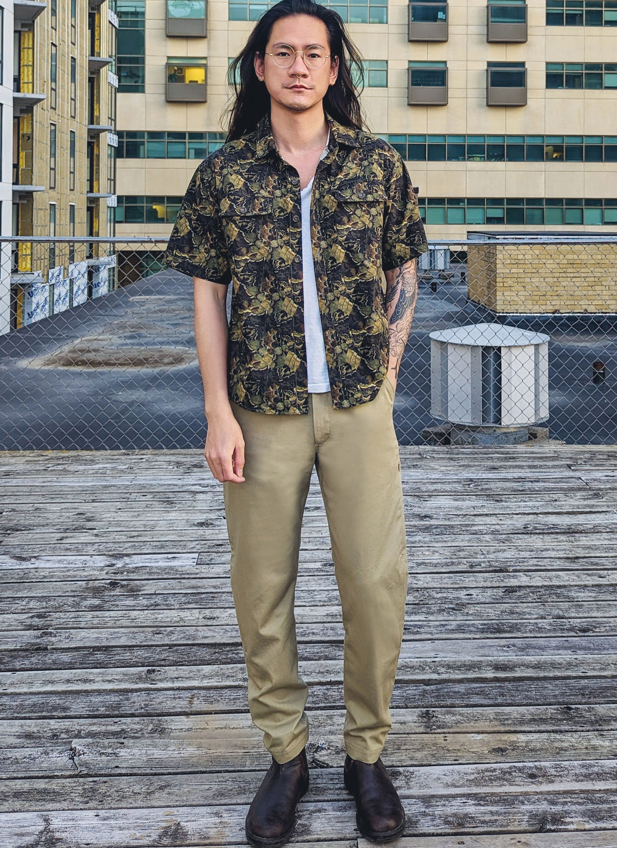 McCall's ME2056 sewing pattern envelope showing the men's oversized short sleeve shirt designs