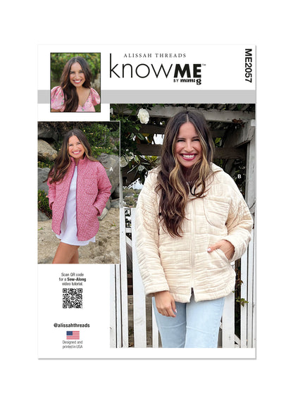McCall's ME2057 sewing pattern envelope showing the zip front jacket with optional hood designs