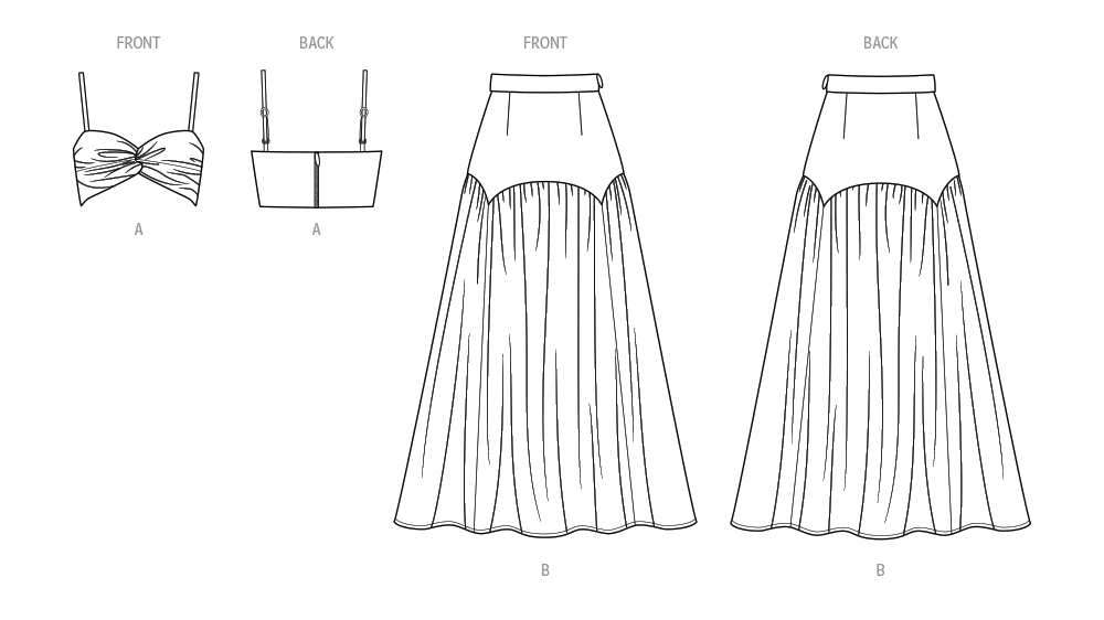 McCall's ME2073 sewing pattern envelope showing the twist front crop top
