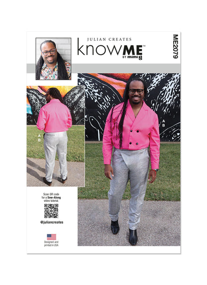 McCall's ME2079 sewing pattern envelope showing the double breasted shirt