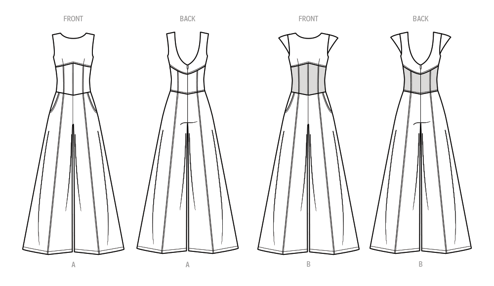 McCall's ME2082 sewing pattern envelope showing the corset style jumpsuit