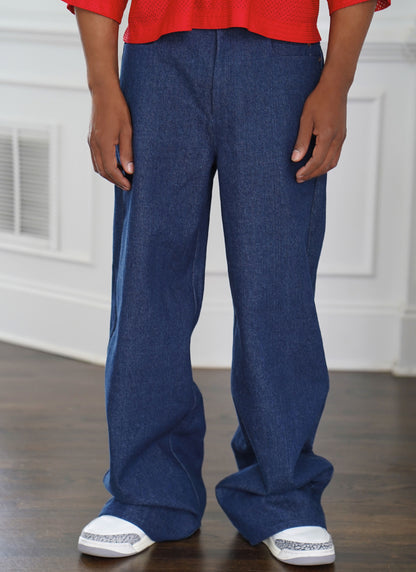 McCall's ME2087 sewing pattern envelope showing the wide leg jeans