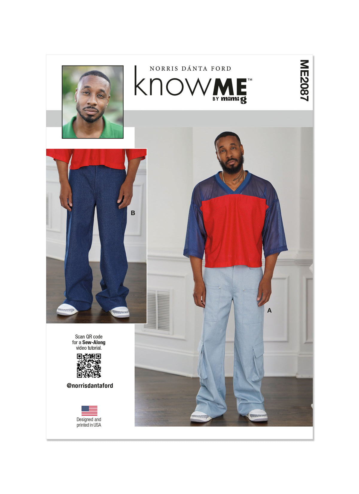McCall's ME2087 sewing pattern envelope showing the wide leg jeans