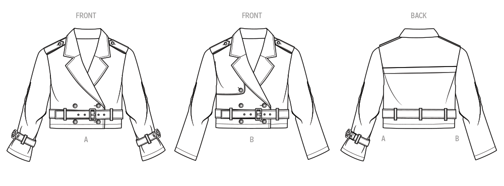 McCall's ME2089 sewing pattern envelope showing the cropped trench jacket