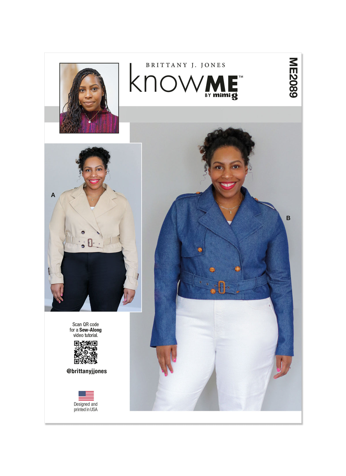 McCall's ME2089 sewing pattern envelope showing the cropped trench jacket