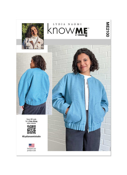 McCall's ME2100 sewing pattern envelope showing the oversized bomber jacket