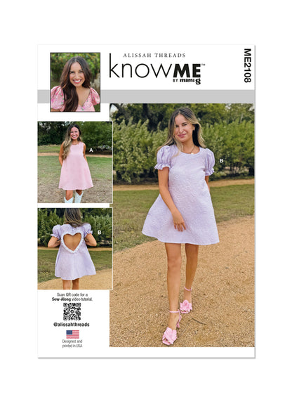 McCall's ME2108 sewing pattern envelope showing the a-line mini dress