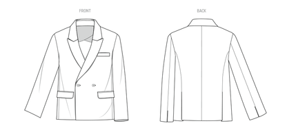 McCall's ME2118 sewing pattern envelope showing men's oversized double-breasted jacket designs