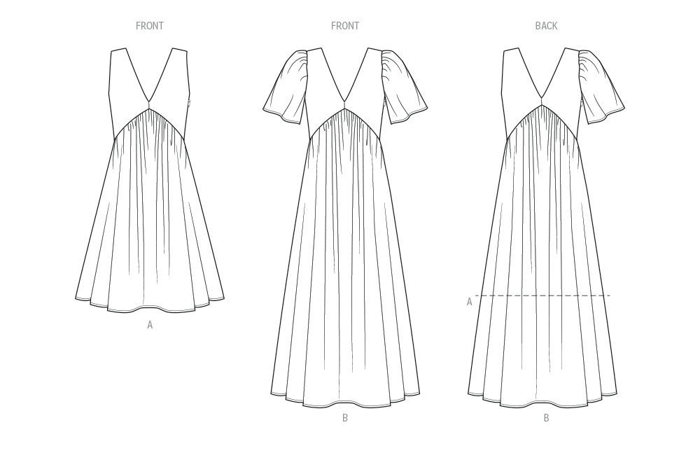 McCall's ME2120 sewing pattern envelope showing women's a-line dress designs