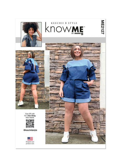 McCall's ME2127 sewing pattern envelope showing women's kimono sleeve top designs