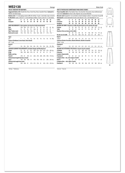 McCall's ME2138 sewing pattern envelope showing women's corset style sweatshirt designs