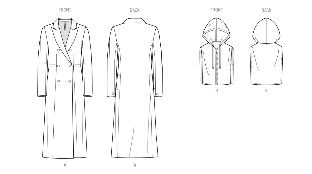 McCall's ME2139 sewing pattern envelope showing women's double-breasted lined coat designs