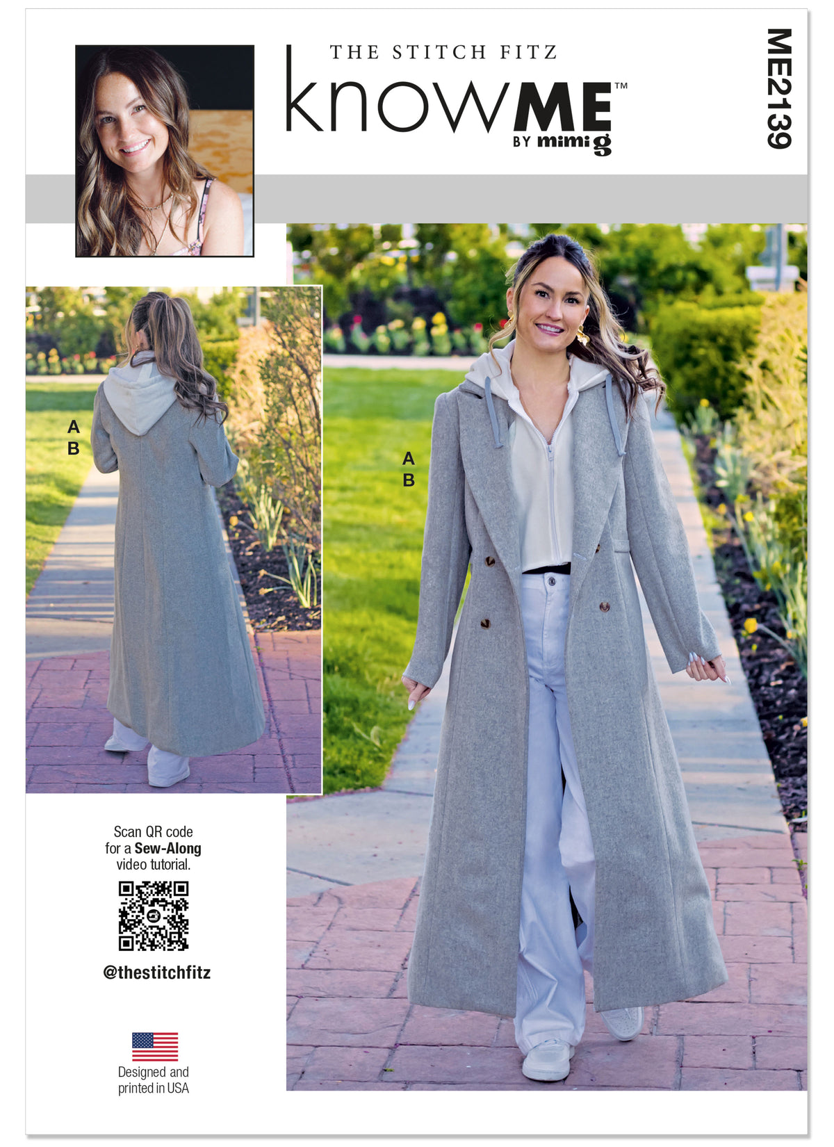 McCall's ME2139 sewing pattern envelope showing women's double-breasted lined coat designs