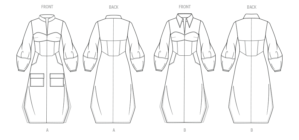 McCall's ME2140 sewing pattern envelope showing the corset style shirtdress