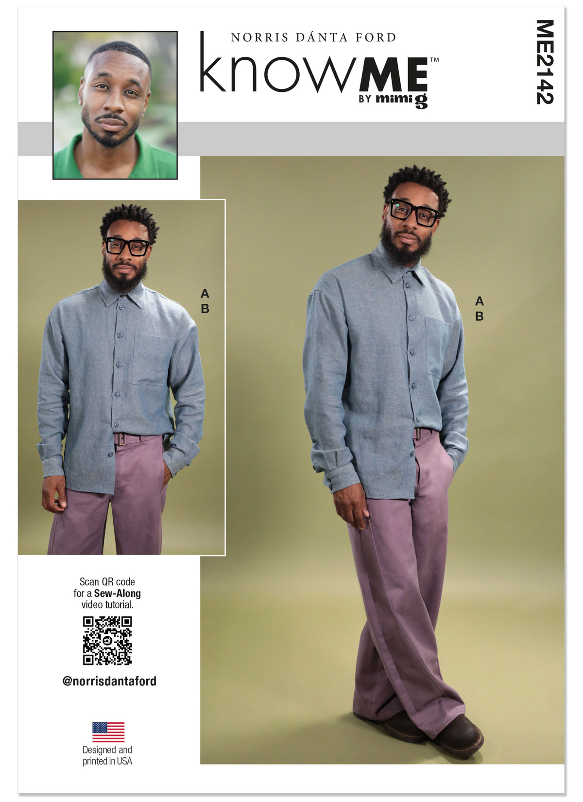 McCall's ME2142 sewing pattern envelope showing the men's button up shirt