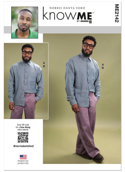 McCall's ME2142 sewing pattern envelope showing the men's button up shirt