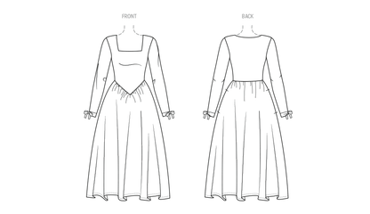 McCall's ME2145 sewing pattern envelope showing the pop-over midi dress