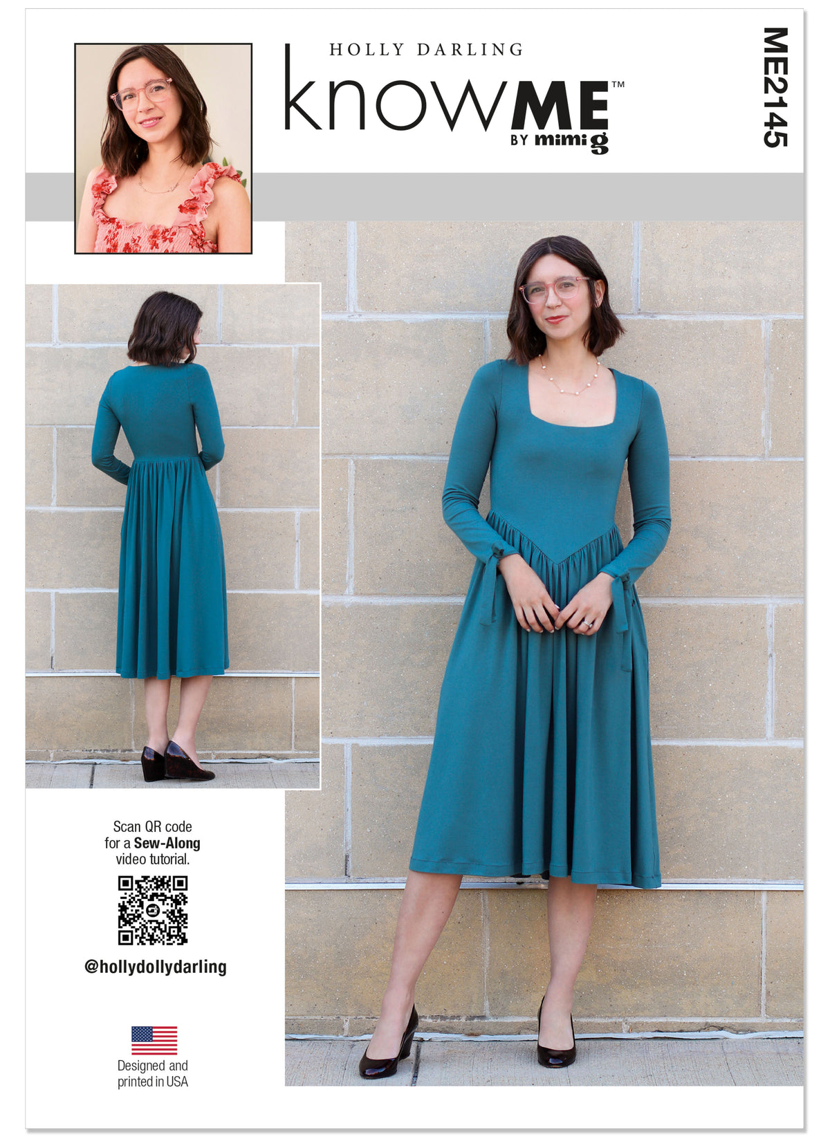 McCall's ME2145 sewing pattern envelope showing the pop-over midi dress