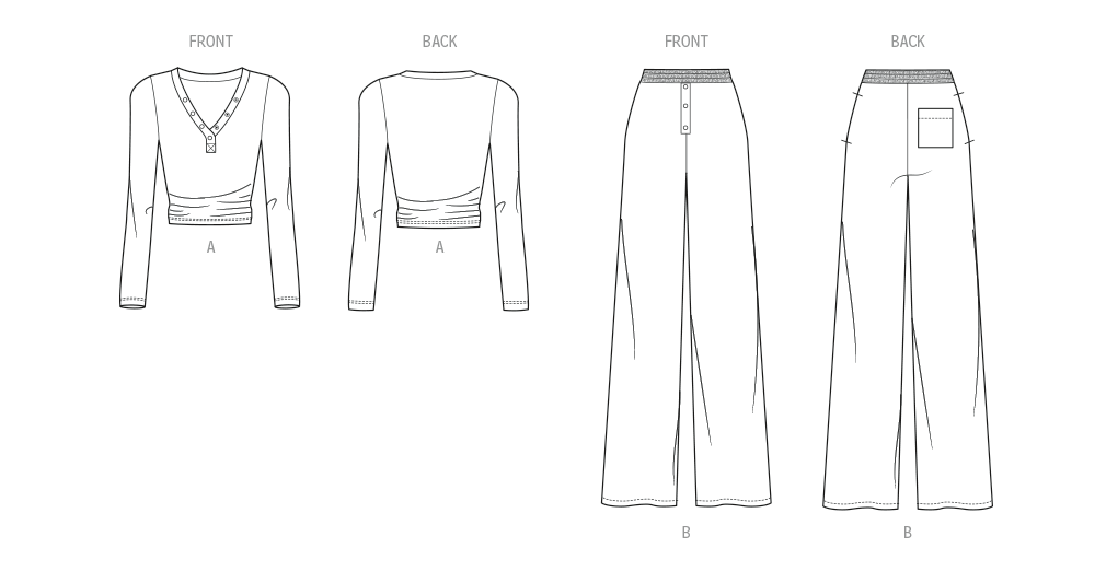 McCall's ME2148 sewing pattern envelope showing the henley v-neck top