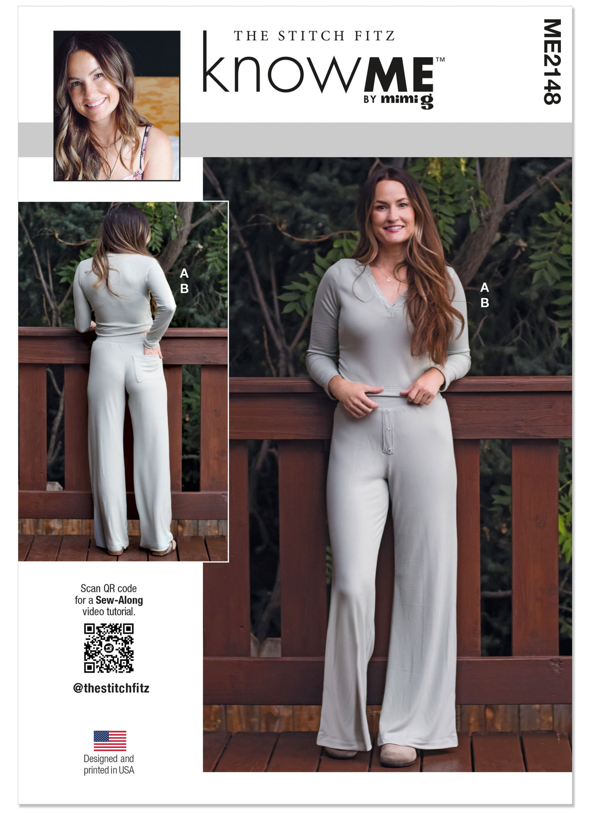 McCall's ME2148 sewing pattern envelope showing the henley v-neck top