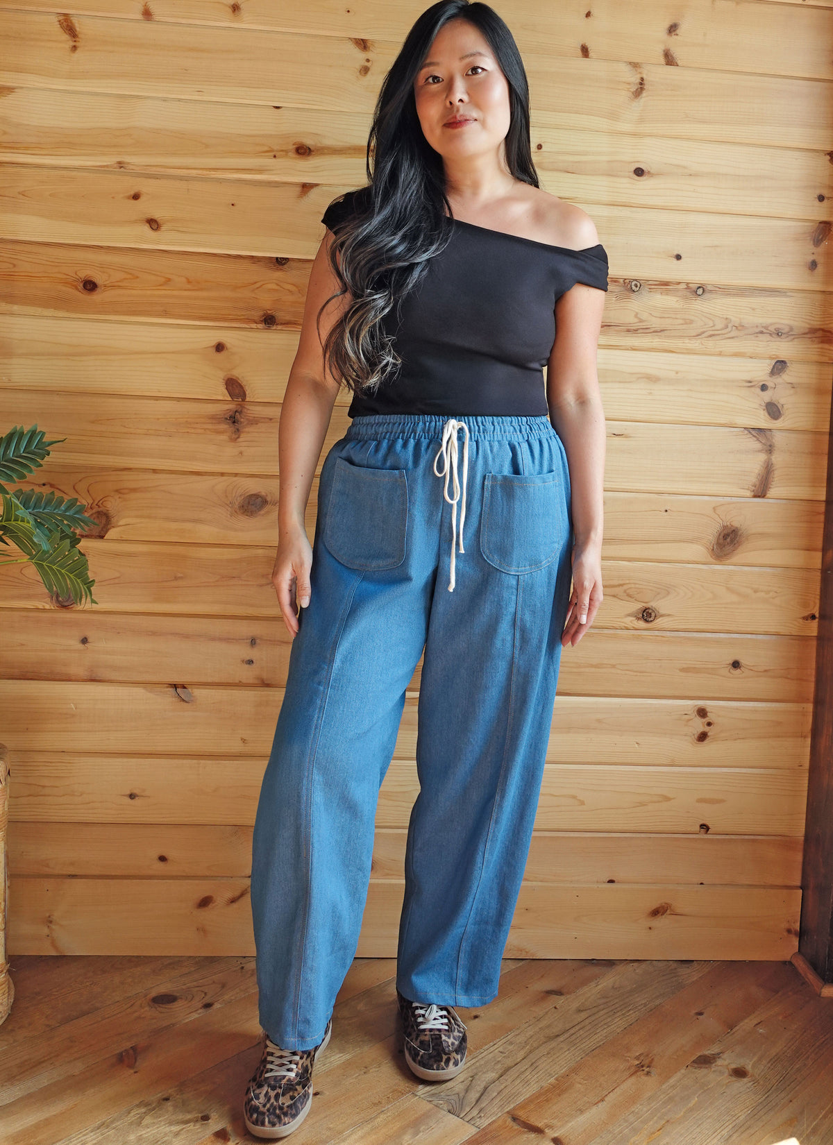 McCall's ME2149 sewing pattern envelope showing the wide or barrel leg trousers