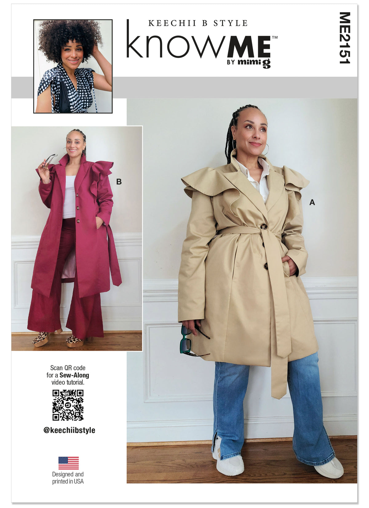McCall's ME2151 sewing pattern envelope showing the trench coat