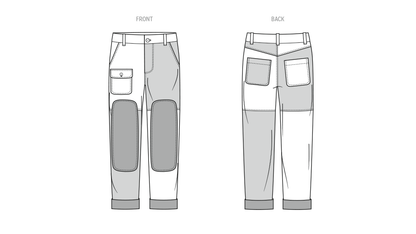McCall's ME2154 sewing pattern envelope showing the men's colour-blocked trousers