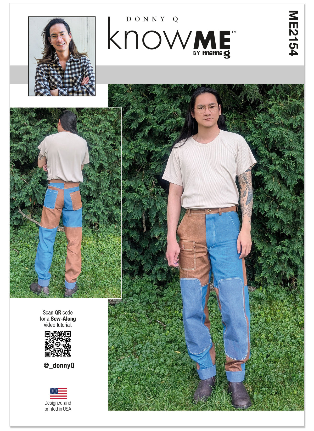 McCall's ME2154 sewing pattern envelope showing the men's colour-blocked trousers