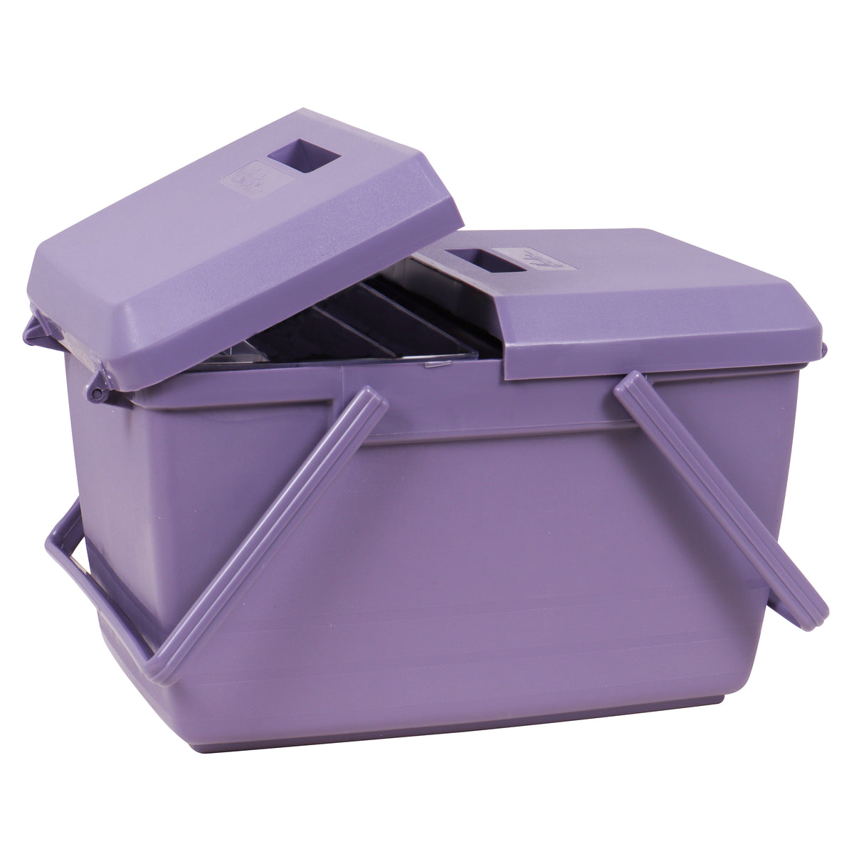 Lilac plastic sewing box with handle