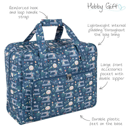 Sewing machine bag with a printed sewing machine pattern