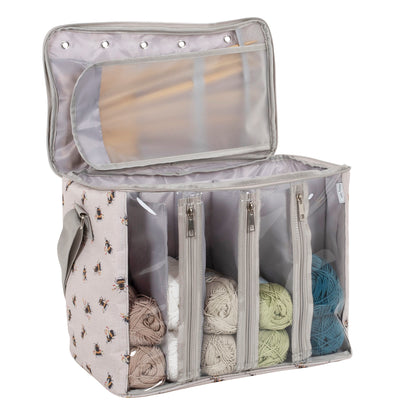 Bee print knitting bag with clear front