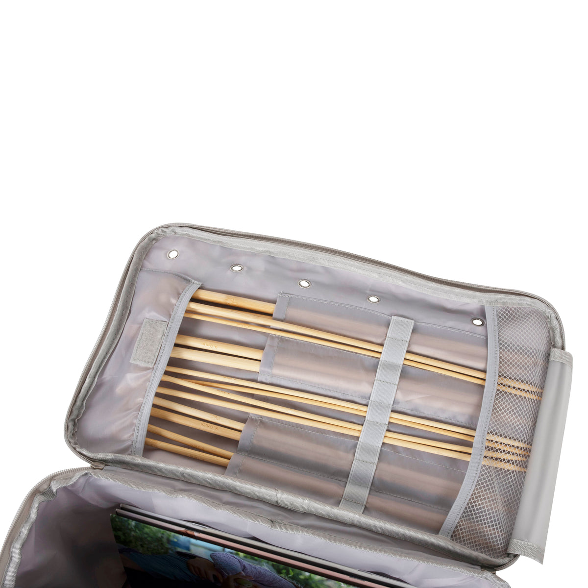 Bee print knitting bag with clear front
