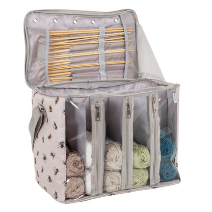 Bee print knitting bag with clear front