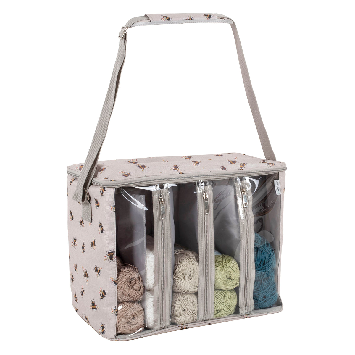 Bee print knitting bag with clear front