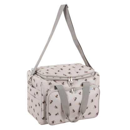 Bee print craft storage bag with clear top