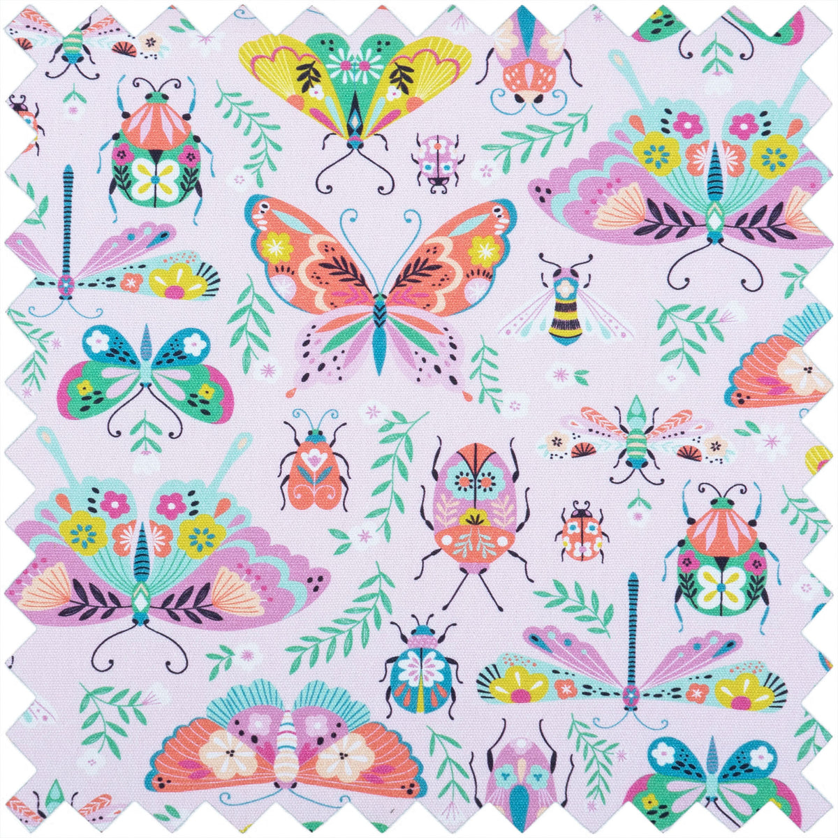 Bugs & Butterflies embroidered cotton knitting bag with handles