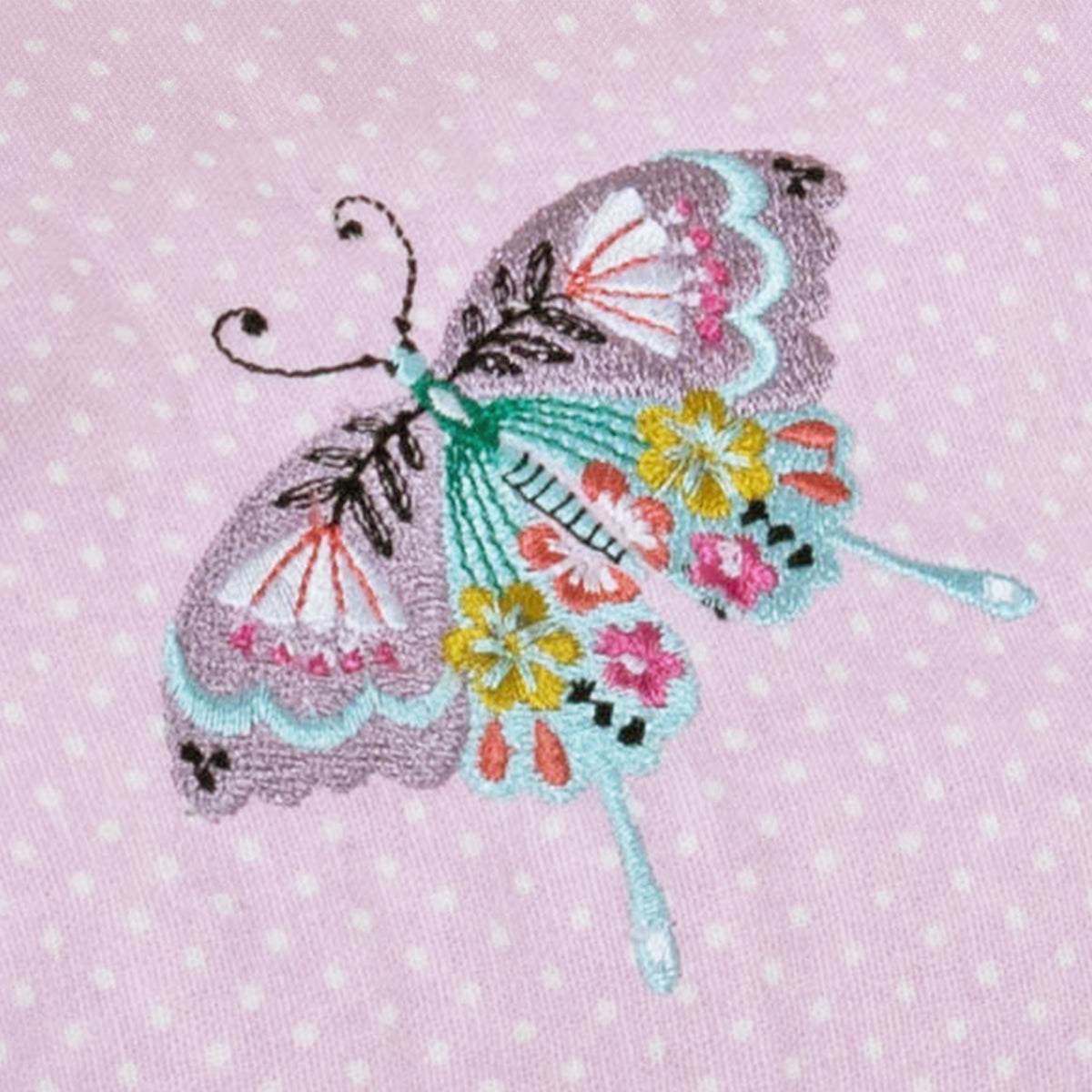 Bugs & Butterflies embroidered cotton knitting bag with handles