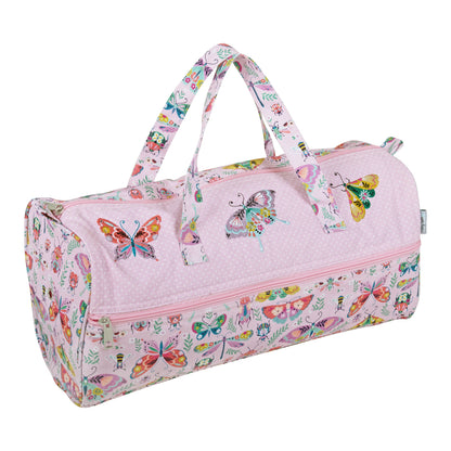 Bugs & Butterflies embroidered cotton knitting bag with handles