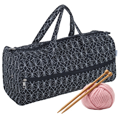 Deco cotton knitting bag with handles