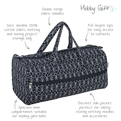 Deco cotton knitting bag with handles