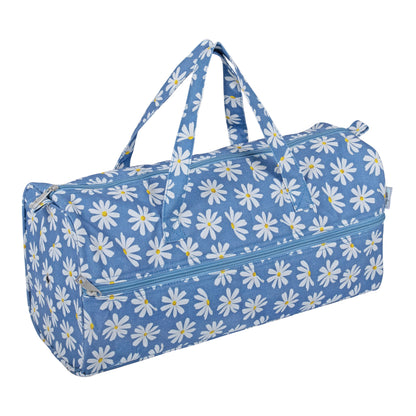 Denim Daisies cotton knitting bag with handles