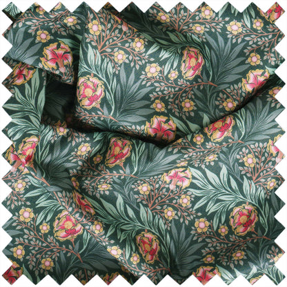 Green floral print knitting bag with handles