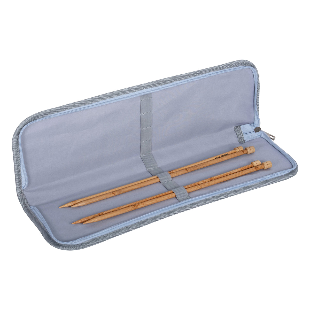 Zipped knitting needle case with yarn ball print